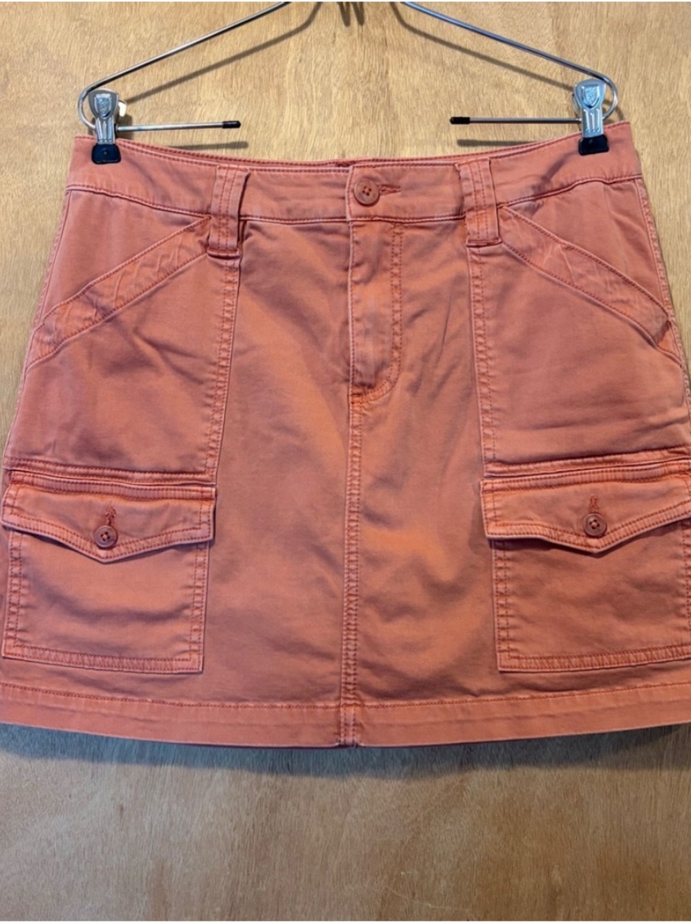 Liverpool Coral-Orange Cargo Mini Skirt